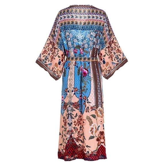 SOLD OUT Boho Floral Muti Color Kimono Robe - Picture 7 of 8